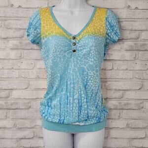 Daytrip Burnout Sheer Womens Blouse Watercolor Size Large